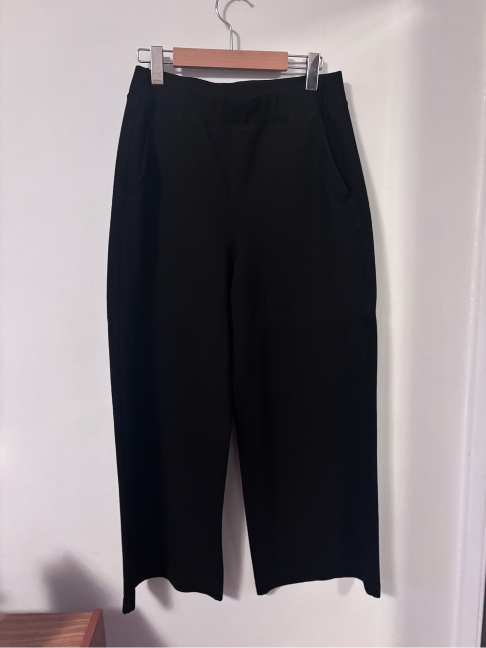 Kit and Ace Black Cropped Wide-Leg Pants